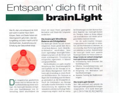 Entspann´ dich fit mit brainLight (BODY LIFE 9/2016)